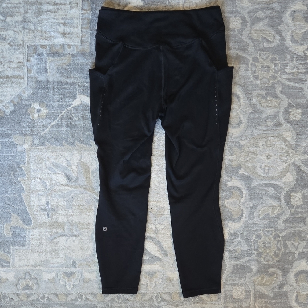 Lululemon Black Activewear Set Size 10 Fleece Leggings Longline Bra Jacket - Picture 6 of 6